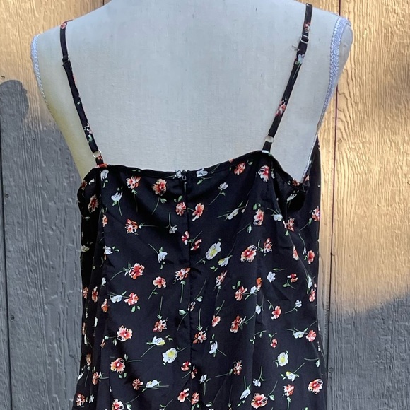 Cami Slip Dress Floral Print Thigh Slit Spaghetti Strap Size XL - Picture 7 of 9